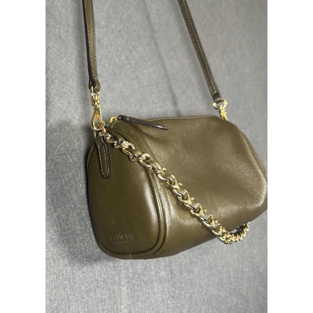 Lauren Ralph Lauren Crossbody Bag Women's One Size Olive Green Leather Chain - Picture 11 of 16